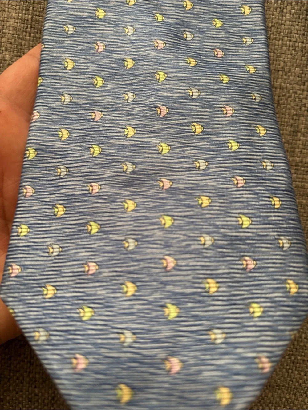 Tommy Hilfiger Light Blue Tie with Yellow and Pink Motif